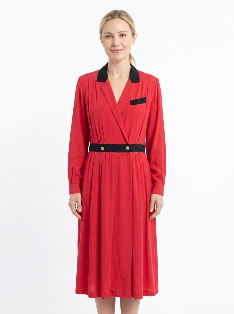 Vintage Liz Claiborne Dresses Pink A-Line Pleated Midi Dress Women Size 8